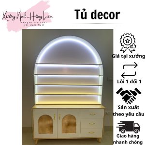 Tủ decor Nail mái vòm 1m20cm [Xưởng Nail Hồng Liêm] Bền chắc Ngăn kéo Đã lắp ráp Chống nước