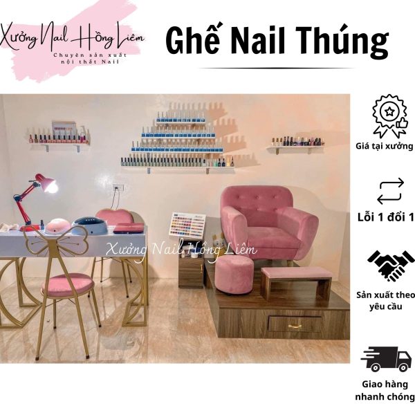 Ghế Nail đủ màu dạng thúng [Xưởng Nail Hồng Liêm] Đệm Bền chắc Đã lắp ráp