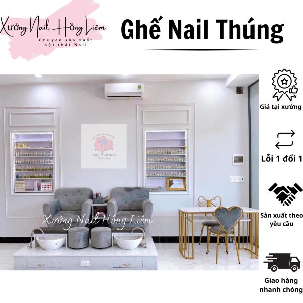 Ghế Nail đủ màu dạng thúng [Xưởng Nail Hồng Liêm] Đệm Bền chắc Đã lắp ráp