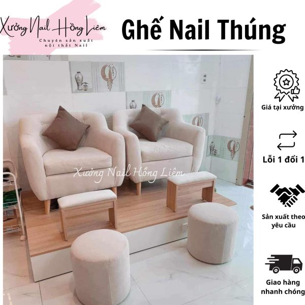 Ghế Nail đủ màu dạng thúng [Xưởng Nail Hồng Liêm] Đệm Bền chắc Đã lắp ráp