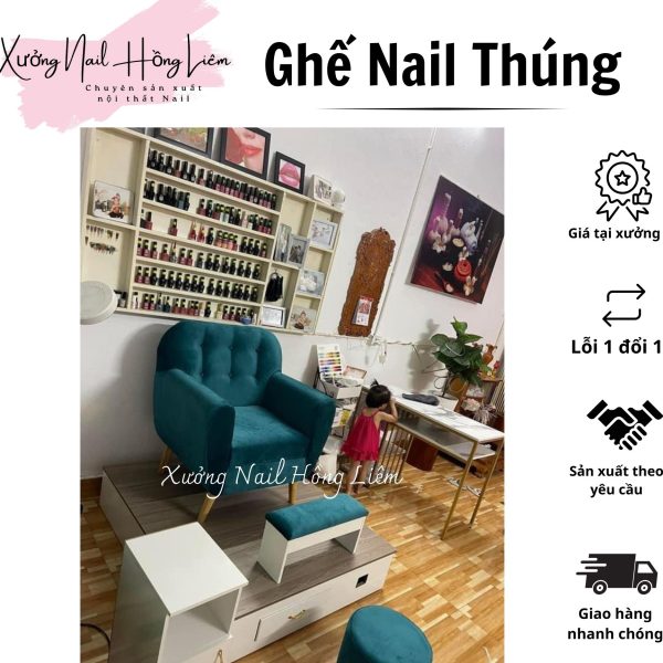 Ghế Nail đủ màu dạng thúng [Xưởng Nail Hồng Liêm] Đệm Bền chắc Đã lắp ráp