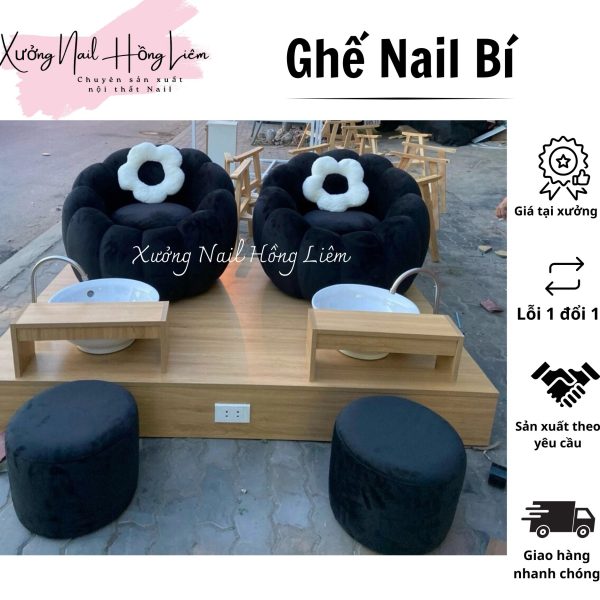 Ghế Nail đủ màu dạng Quả Bí [Xưởng Nail Hồng Liêm] Đệm Bền chắc Đã lắp ráp