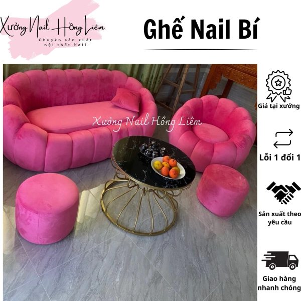 Ghế Nail đủ màu dạng Quả Bí [Xưởng Nail Hồng Liêm] Đệm Bền chắc Đã lắp ráp