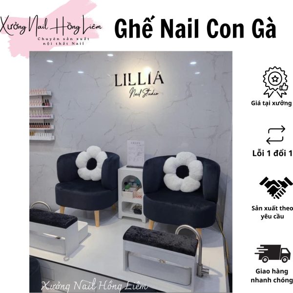 Ghế Nail đủ màu dạng con gà [Xưởng Nail Hồng Liêm] Đệm Bền chắc Đã lắp ráp