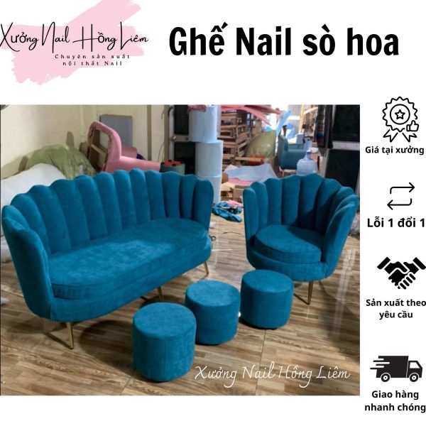 Ghế Nail đủ màu dạng sò hoa [Xưởng Nail Hồng Liêm] Đệm Bền chắc Đã lắp ráp