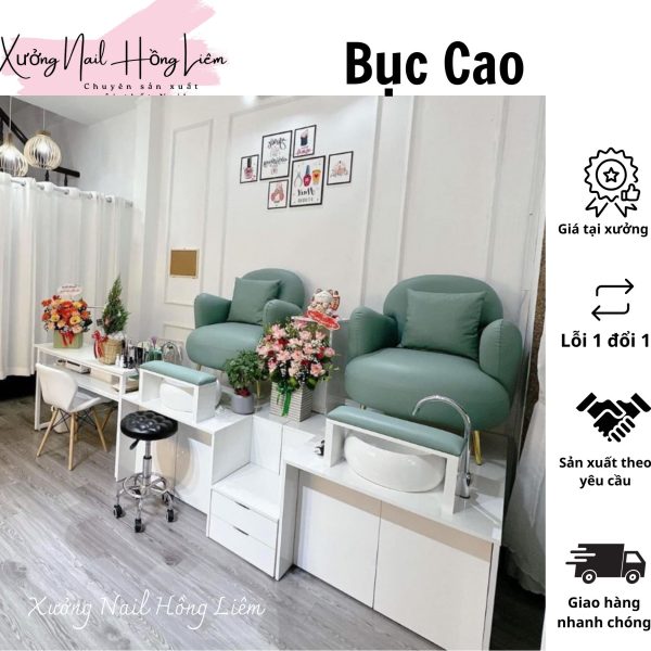 Bục Nail Đôi dáng cao 50cm [Xưởng Nail Hồng Liêm] Đệm Bền chắc Đã lắp ráp