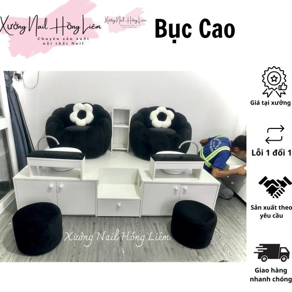 Bục Nail Đôi dáng cao 50cm [Xưởng Nail Hồng Liêm] Đệm Bền chắc Đã lắp ráp