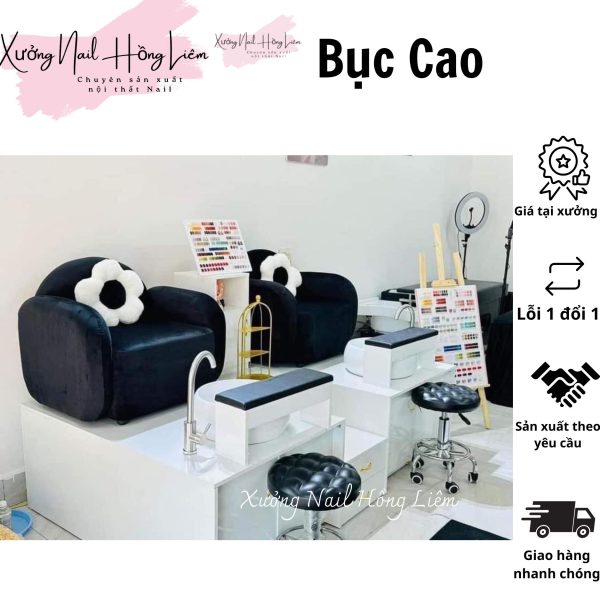 Bục Nail đơn dáng cao 50cm [Xưởng Nail Hồng Liêm] Đệm Bền chắc Đã lắp ráp