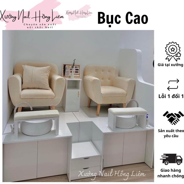 Bục Nail Đôi dáng cao 50cm [Xưởng Nail Hồng Liêm] Đệm Bền chắc Đã lắp ráp