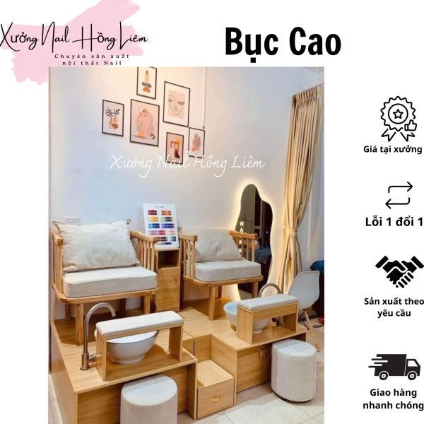 Bục Nail Đôi dáng cao 50cm [Xưởng Nail Hồng Liêm] Đệm Bền chắc Đã lắp ráp