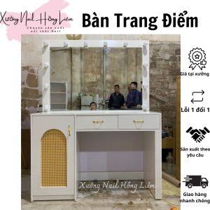 Bàn trang điểm tiệm Nail 1m20cm [Xưởng Nail Hồng Liêm] Bền chắc Ngăn kéo Đã lắp ráp Chống nước