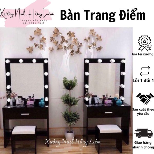 Bàn trang điểm tiệm Nail 80cm [Xưởng Nail Hồng Liêm] Bền chắc Ngăn kéo Đã lắp ráp Chống nước