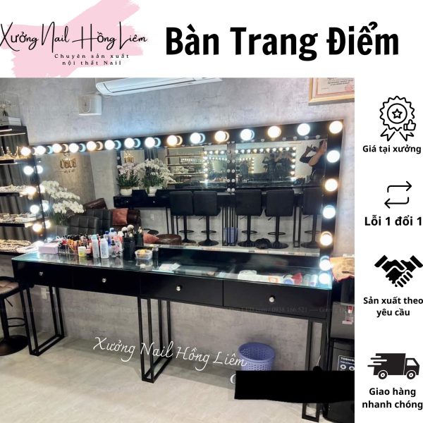 Bàn trang điểm tiệm Nail 80cm [Xưởng Nail Hồng Liêm] Bền chắc Ngăn kéo Đã lắp ráp Chống nước