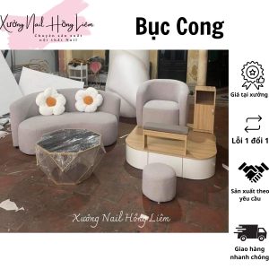 Bục Nail đôi cong gỗ mdf phủ melamin [Xưởng Nail Hồng Liêm] Vững chắc Ngăn kéo Đã lắp ráp