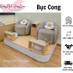 Bục Nail đôi cong gỗ mdf phủ melamin [Xưởng Nail Hồng Liêm] Vững chắc Ngăn kéo Đã lắp ráp