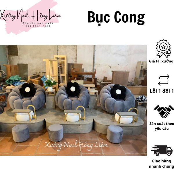 Bục Nail đơn cong gỗ mdf phủ melamin [Xưởng Nail Hồng Liêm] Vững chắc Ngăn kéo Đã lắp ráp