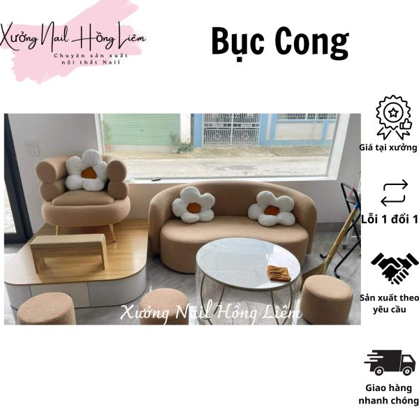 Bục Nail đơn cong gỗ mdf phủ melamin [Xưởng Nail Hồng Liêm] Vững chắc Ngăn kéo Đã lắp ráp