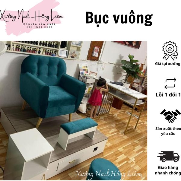 Bục Nail đơn gỗ mdf phủ melamin [Xưởng Nail Hồng Liêm] Vững chắc Ngăn kéo Đã lắp ráp