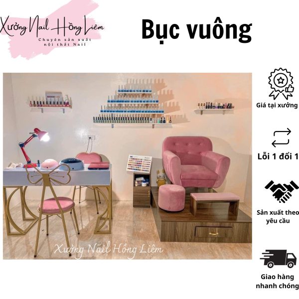 Bục Nail đơn gỗ mdf phủ melamin [Xưởng Nail Hồng Liêm] Vững chắc Ngăn kéo Đã lắp ráp