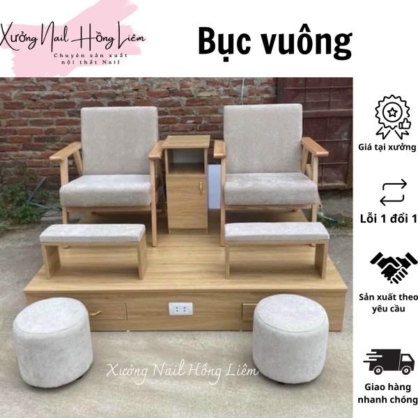 Bục Nail đôi gỗ mdf phủ melamin [Xưởng Nail Hồng Liêm] Vững chắc Ngăn kéo Đã lắp ráp