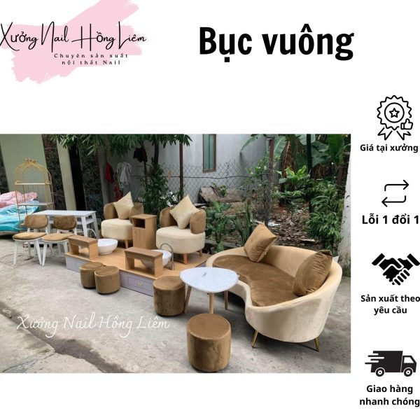 Bục Nail đôi gỗ mdf phủ melamin [Xưởng Nail Hồng Liêm] Vững chắc Ngăn kéo Đã lắp ráp