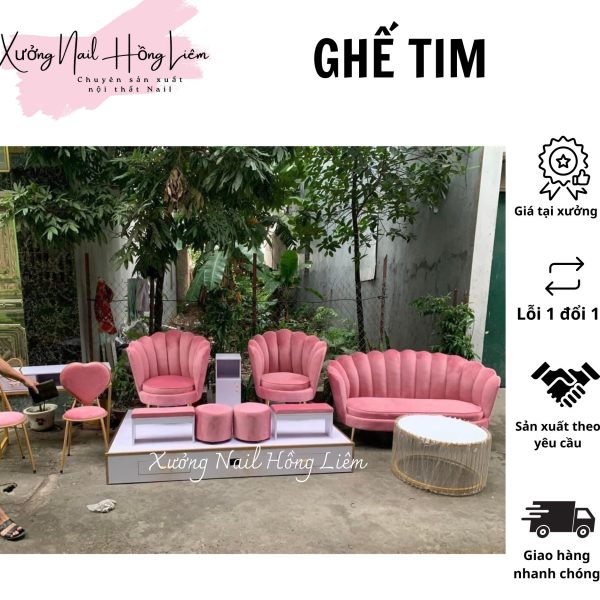 Ghế tim ngồi làm nail [Xưởng Nail Hồng Liêm]