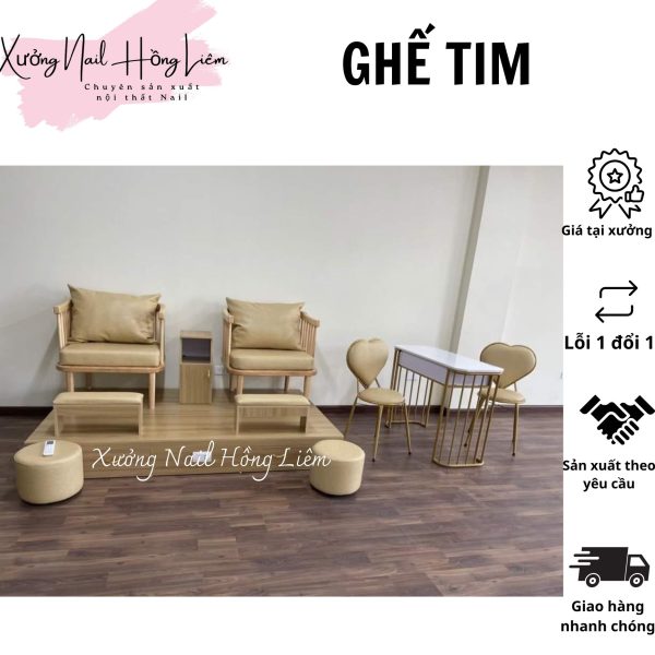 Ghế tim ngồi làm nail [Xưởng Nail Hồng Liêm]