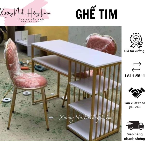 Ghế tim ngồi làm nail [Xưởng Nail Hồng Liêm]