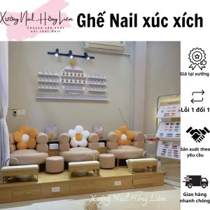 Ghế Nail đủ màu dạng xúc xích [Xưởng Nail Hồng Liêm] Đệm Bền chắc Đã lắp ráp