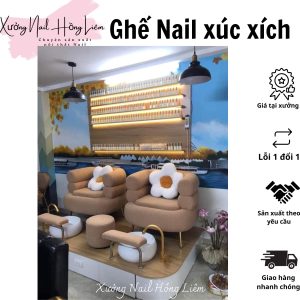 Ghế Nail đủ màu dạng sò hoa [Xưởng Nail Hồng Liêm] Đệm Bền chắc Đã lắp ráp