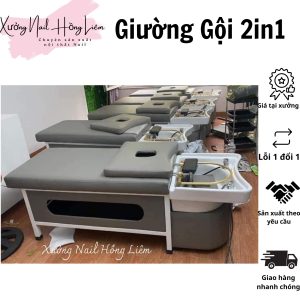 Giường gội nail 2in1 loại VIP [Xưởng Nail Hồng Liêm] Đệm Bền chắc Đã lắp ráp